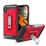 Wholesale iPhone X (Ten) Rugged Kickstand Armor Case with Card Slot (Red)